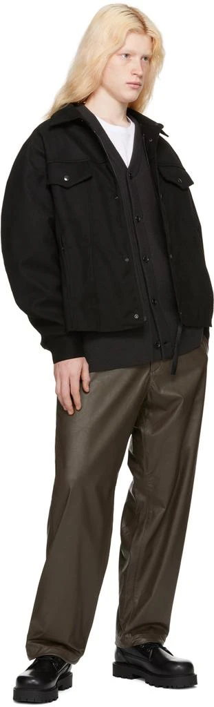 n.hoolywood Brown Wide Faux-Leather Trousers 4