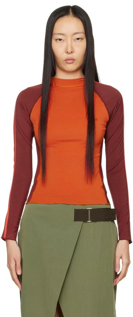 Miaou Red & Burgundy Madeline Long Sleeve T-Shirt 1