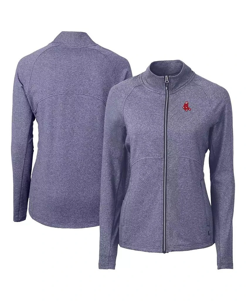 Cutter & Buck Women's Heather Navy Boston Red Sox Throwback Adapt Eco Knit Hybrid Full-Zip Jacket 1