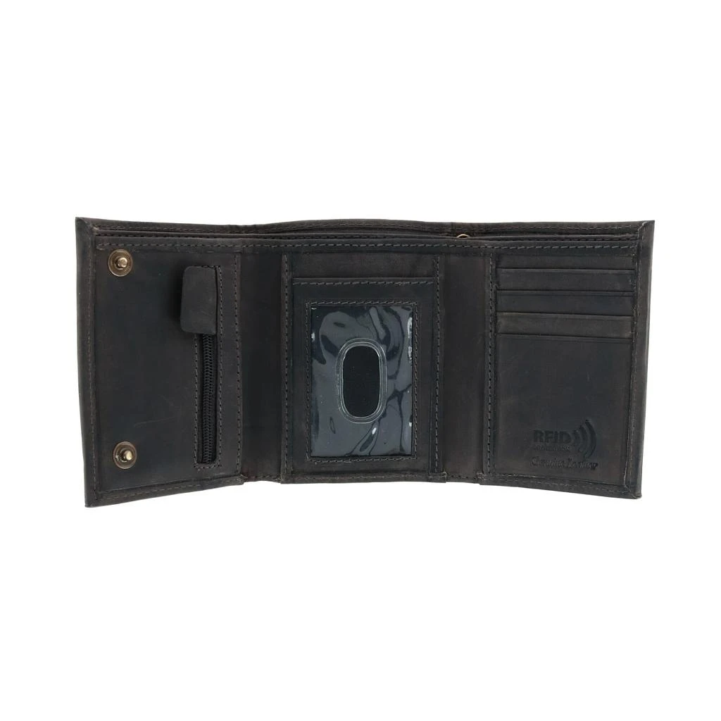 CTM Men's RFID Hunter Leather Chain Wallet 4