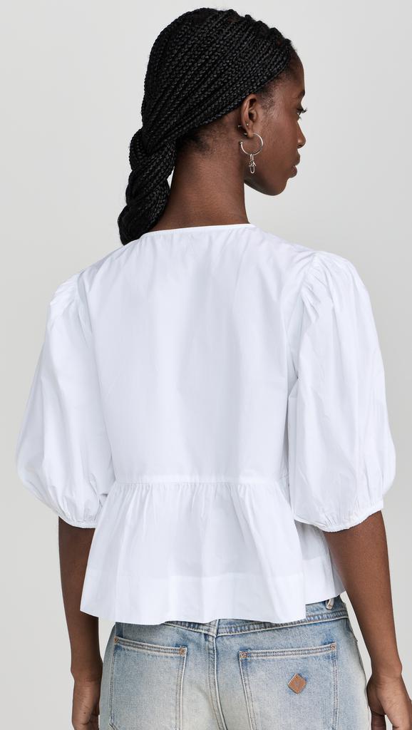Ganni Cotton Poplin Peplum Blouse - Shirts - Free Shipping