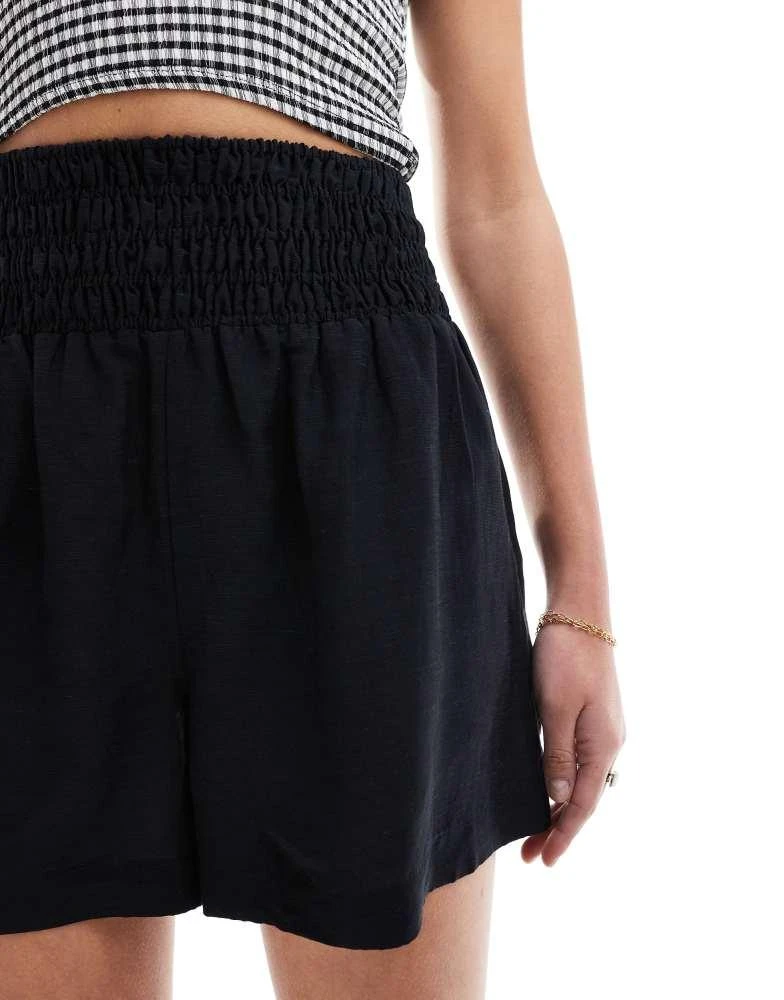 & Other Stories & Other Stories floaty shorts with ruched basque in black 3