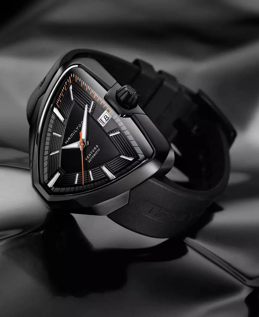 Hamilton Unisex Swiss Automatic Ventura Elvis80 Black Rubber Strap Watch 43x45mm H24585331 5