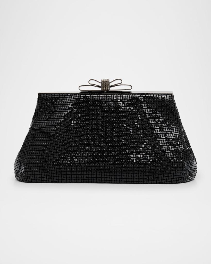 Whiting & Davis Blake Bow Mesh Brass Clutch Bag