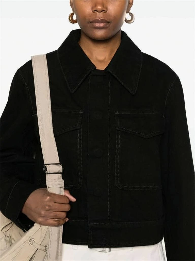 Lemaire Cropped Black Denim Jacket With Boxy Silhouette And Classic Collar 3