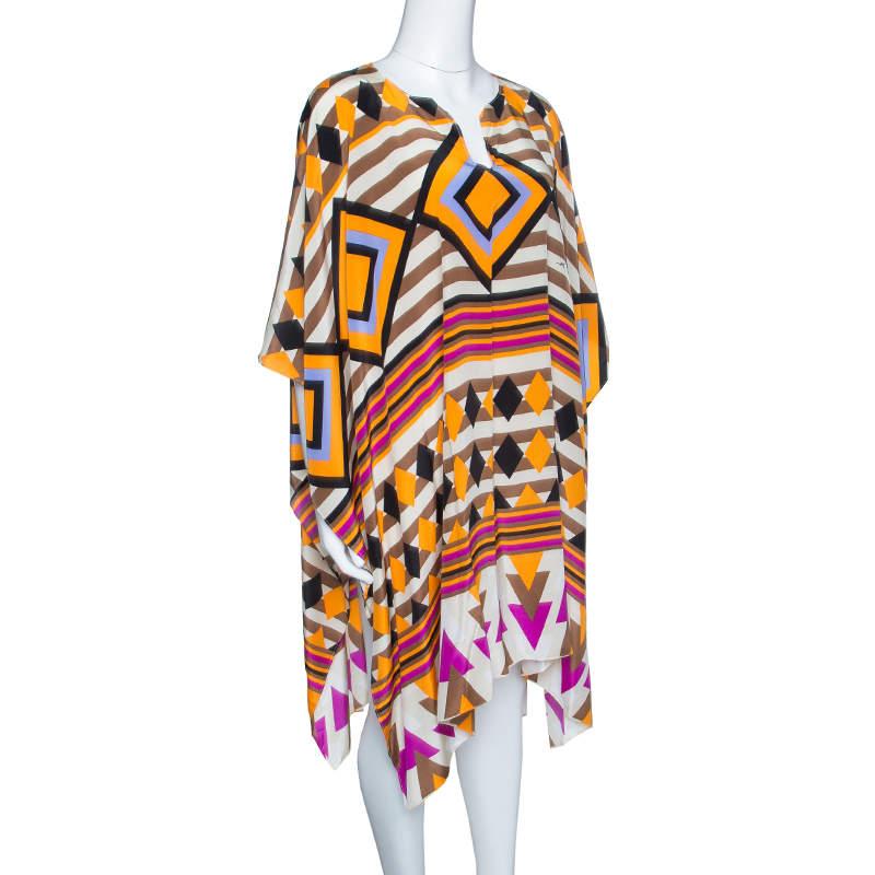 Issa Issa Multicolor Printed Silk Kaftan Tunic ( Free Size )