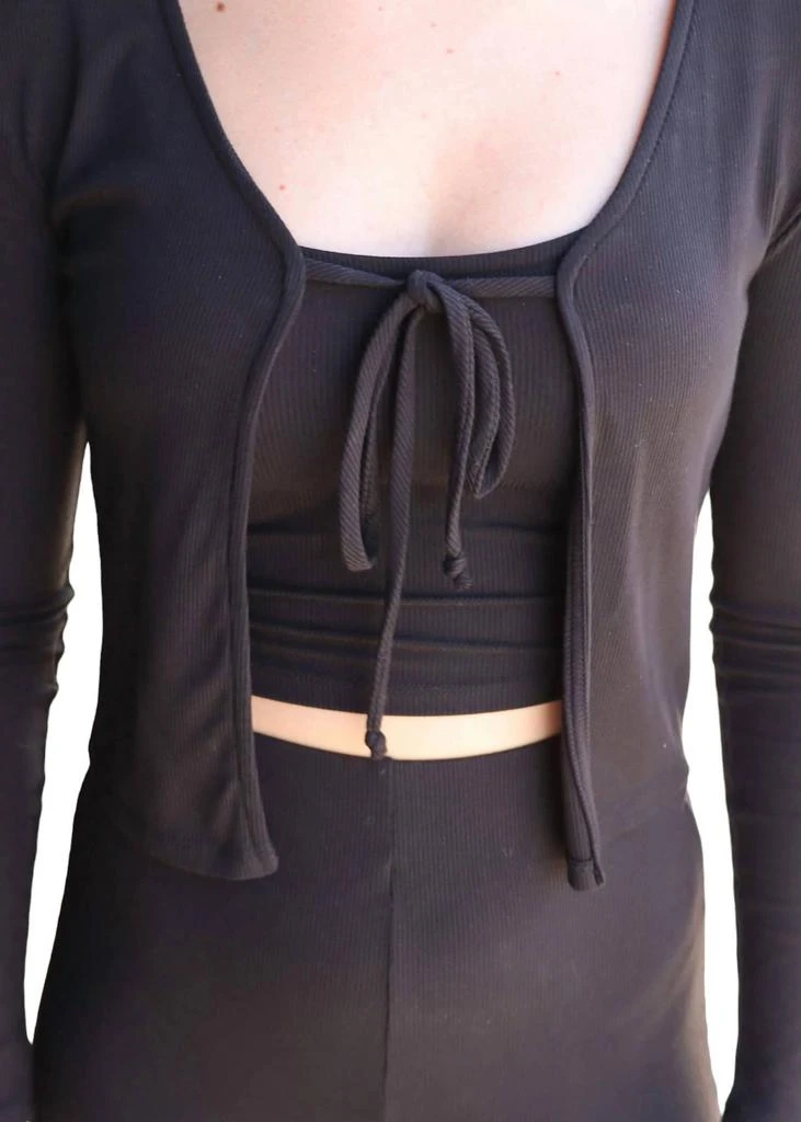 Sadie & Sage Cardigan Top Set In Black 3