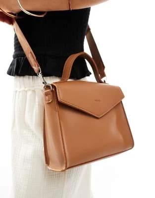 PASQ PASQ small flap top handle and crossbody bag in tan 2