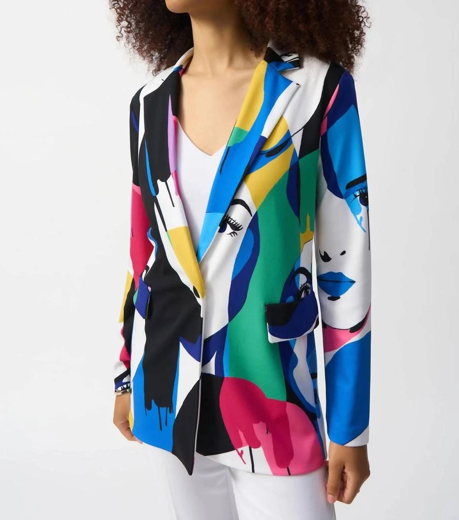 JOSEPH RIBKOFF Joseph Ribkoff - Face Print Color Block Blazer Jacket 4