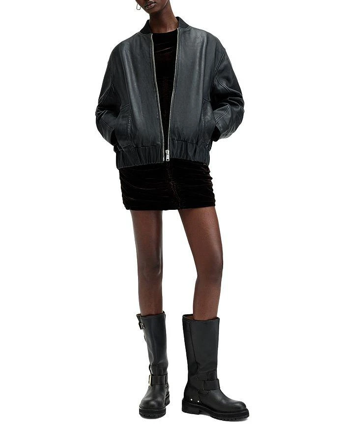ALL SAINTS Yara Lea Leather Bomber Jacket 9