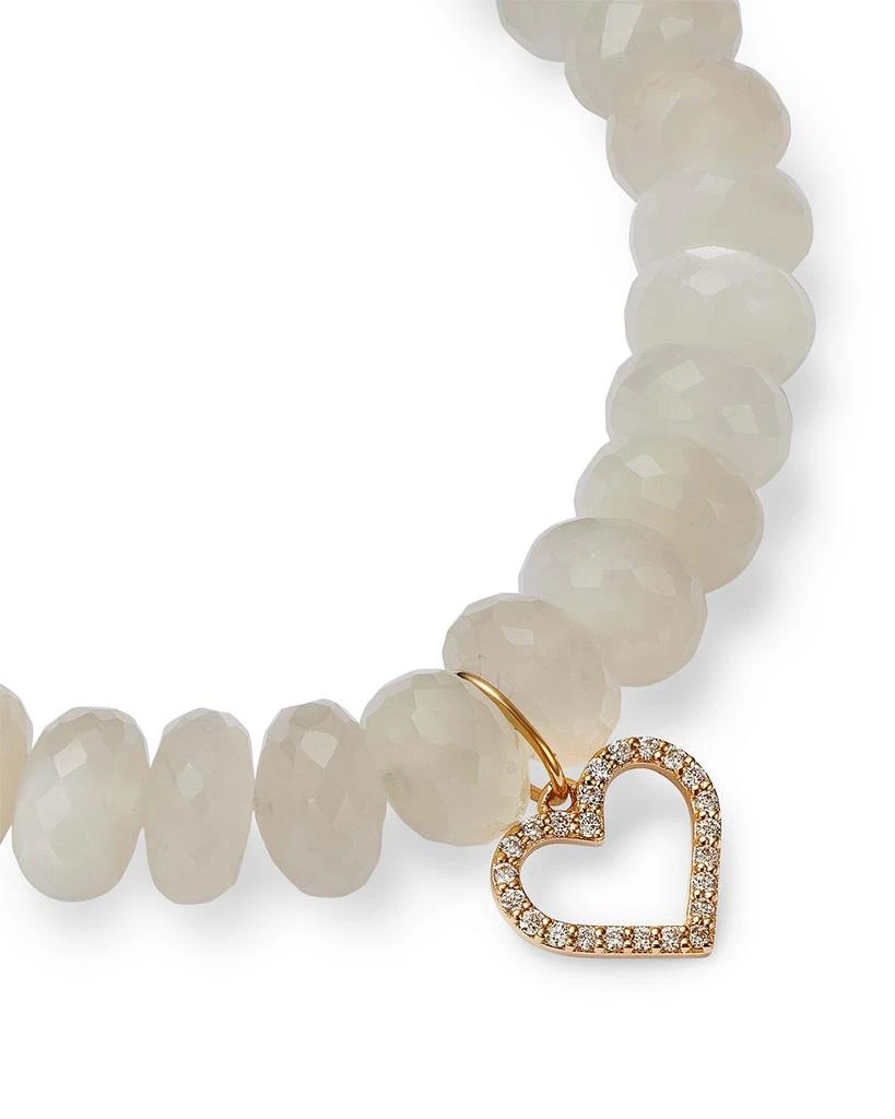 Sydney Evan Diamond Open Heart Charm White Moonstone Beaded Bracelet 3