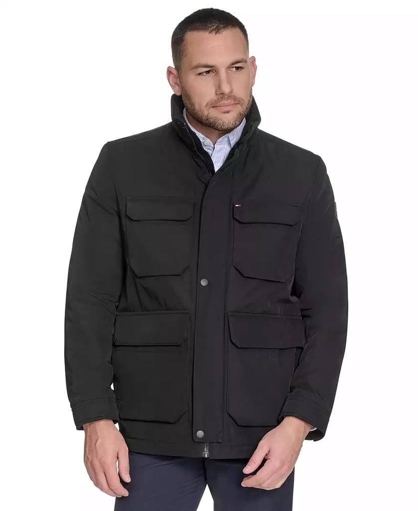 Shop Black Goat Skin Pocket Trucker Leather Jacket on Sale at