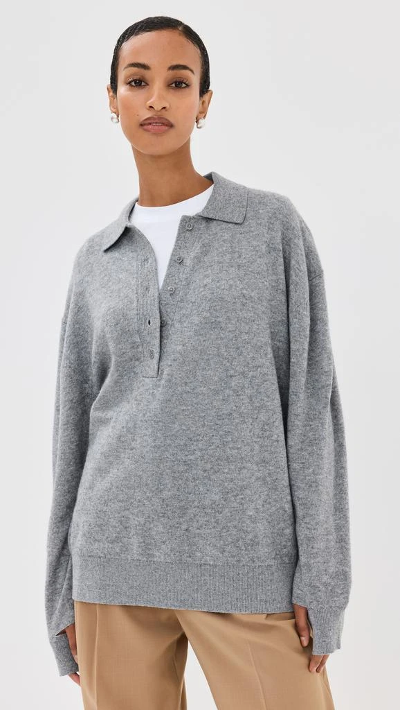 Tibi Washable Cashmere Easy Polo Sweater 1