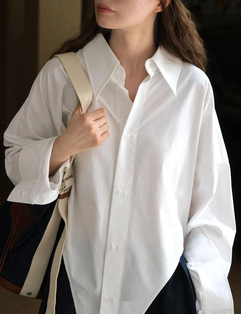 Pixie Market White Oversized Asymmetric Shirt -PREORDER 7