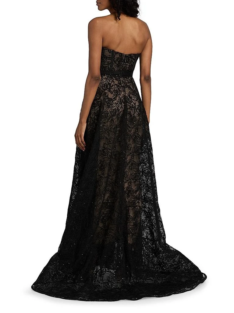 Pamella Roland Floral Lace Sequinned A-Line Gown 5