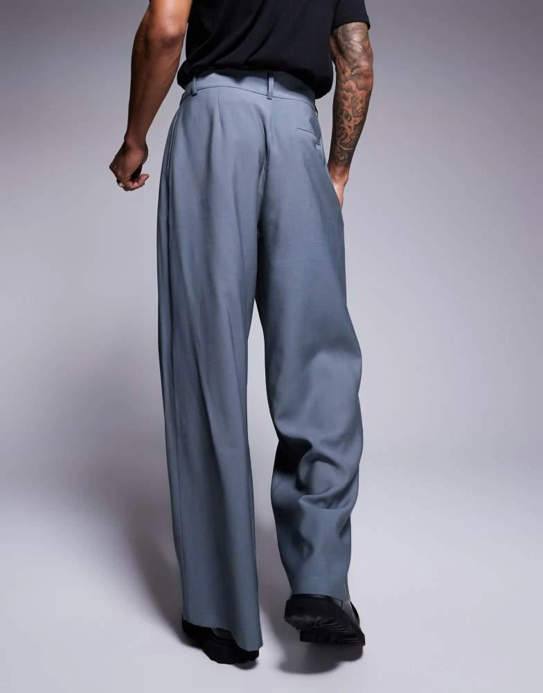 ASOS ASOS DESIGN loose fit smart trousers with wide waistband in grey 3