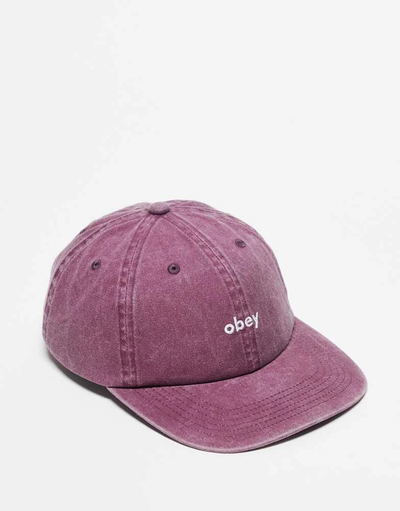 Obey Obey pigment lowercase 6 panel cap in pink 1