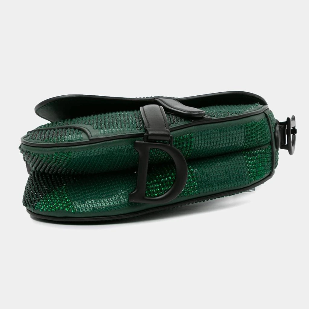 Dior Dior Green Leather Mini Crystal Saddle Bag 4