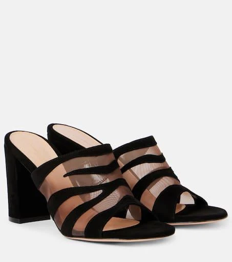Gianvito Rossi Suede and mesh mules 1