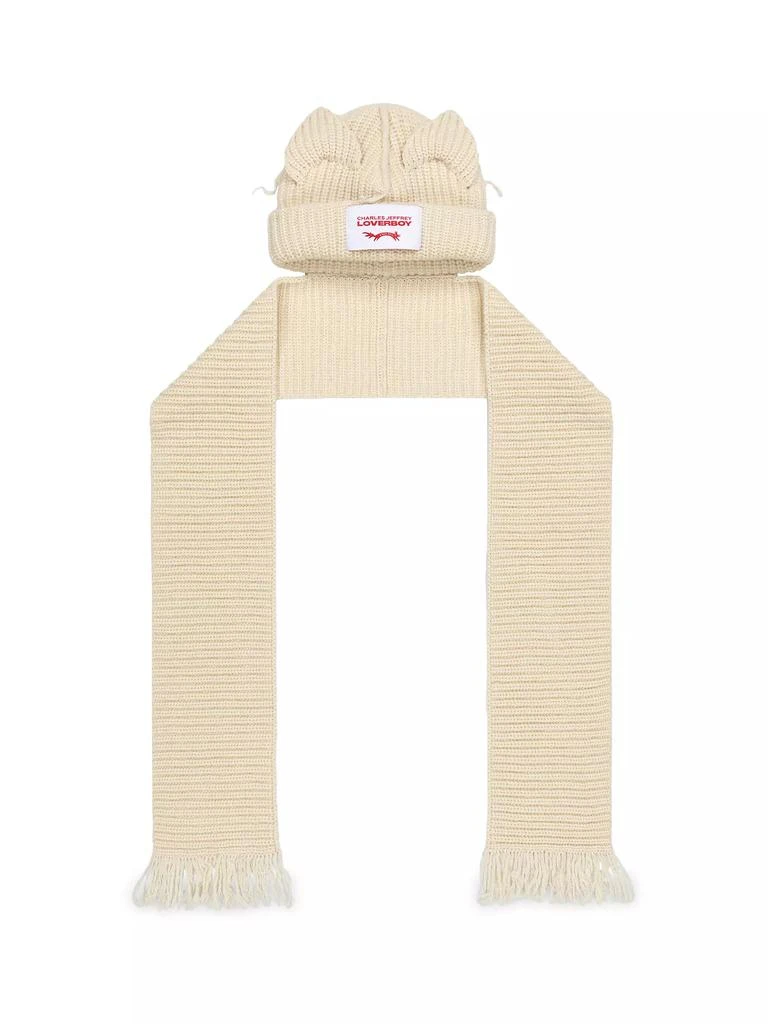 Charles Jeffrey Loverboy Chunky Ears Wool-Blend Beanie Scarf 1