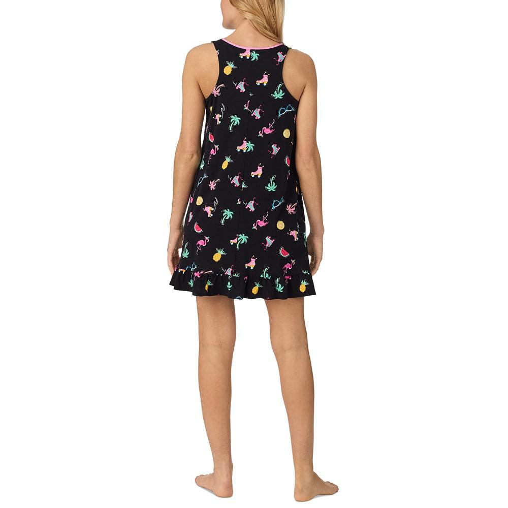 Cuddl Duds Women's Sleeveless Ruffled Printed Chemise