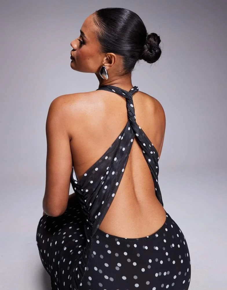 ASOS DESIGN halterneck detail mesh maxi dress with sheer skirt in polka dot  print  On Sale Now with Up to 35% Off | Discover Exclusive Deals & Savings  at BeyondStyle