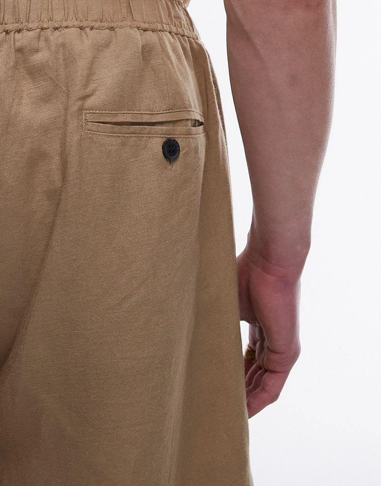 Topman Topman co-ord linen shorts in stone 5