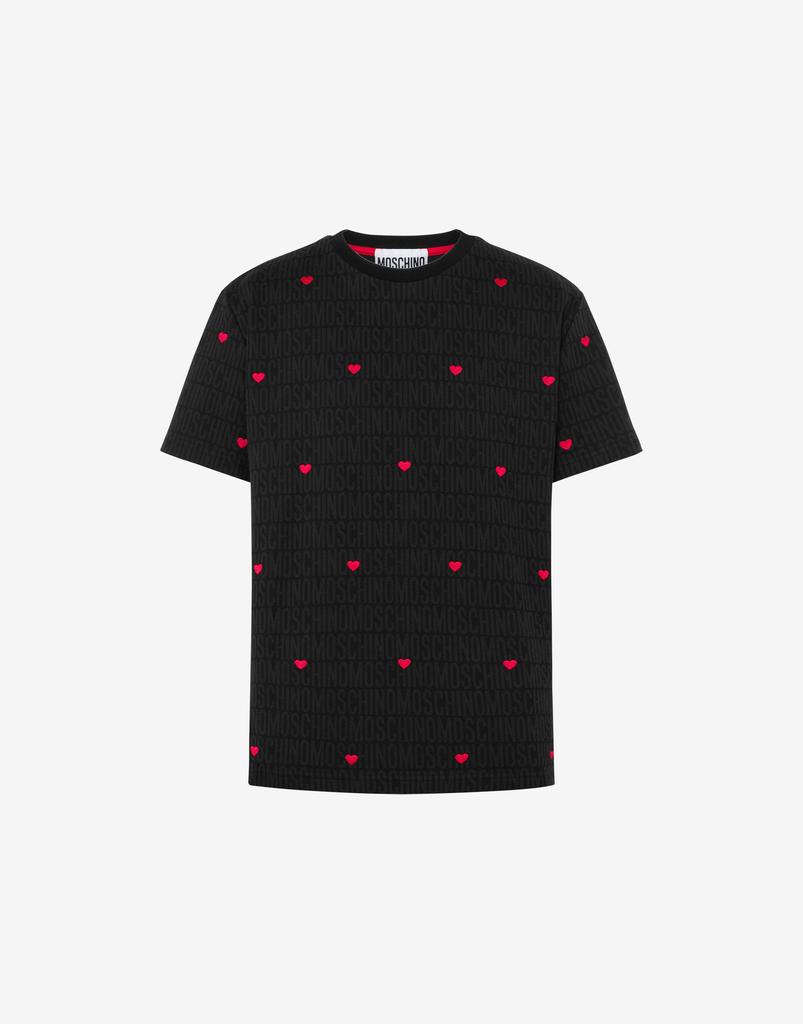 Moschino Jersey T-shirt With Allover Logo Hearts