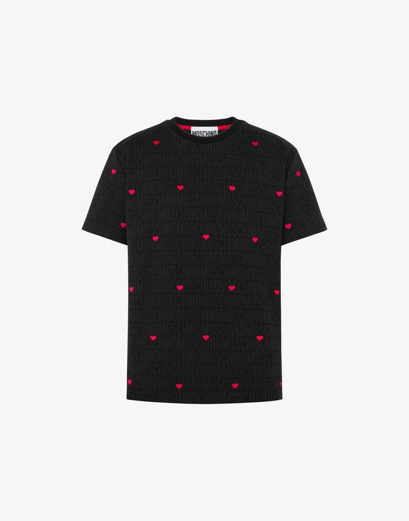 Moschino Jersey T-shirt With Allover Logo Hearts 1