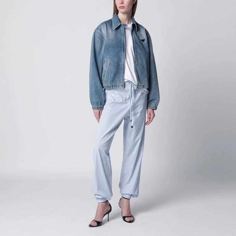 Prada Blue washed denim zip-up jacket 2