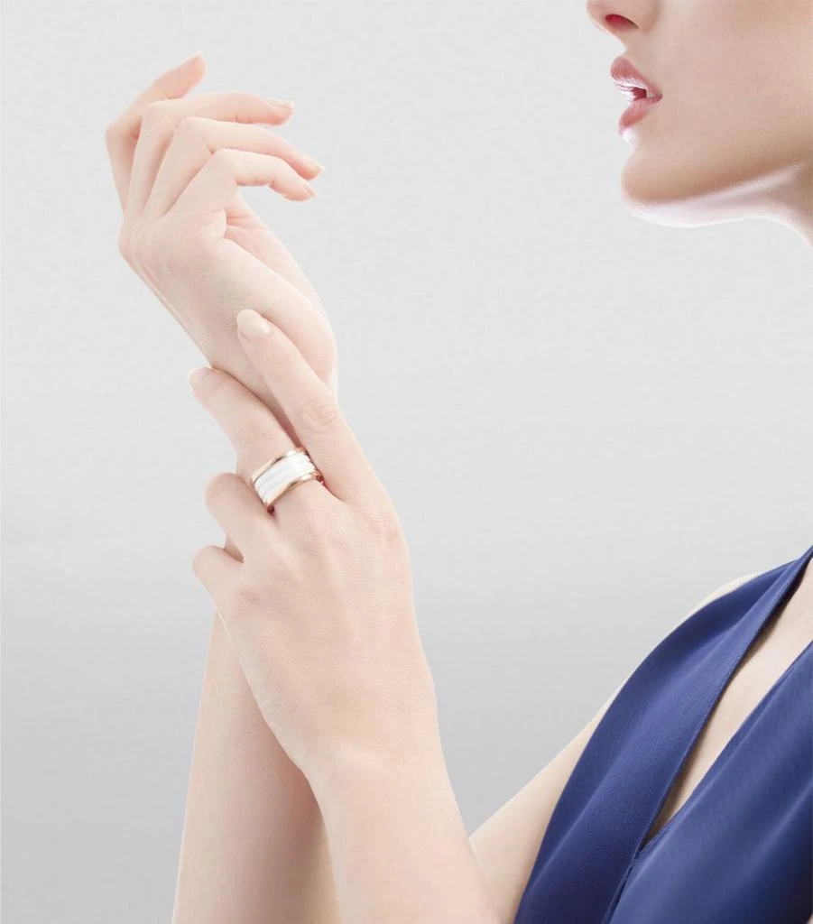 BVLGARI Rose Gold and Ceramic B.zero1 Four-Band Ring 4