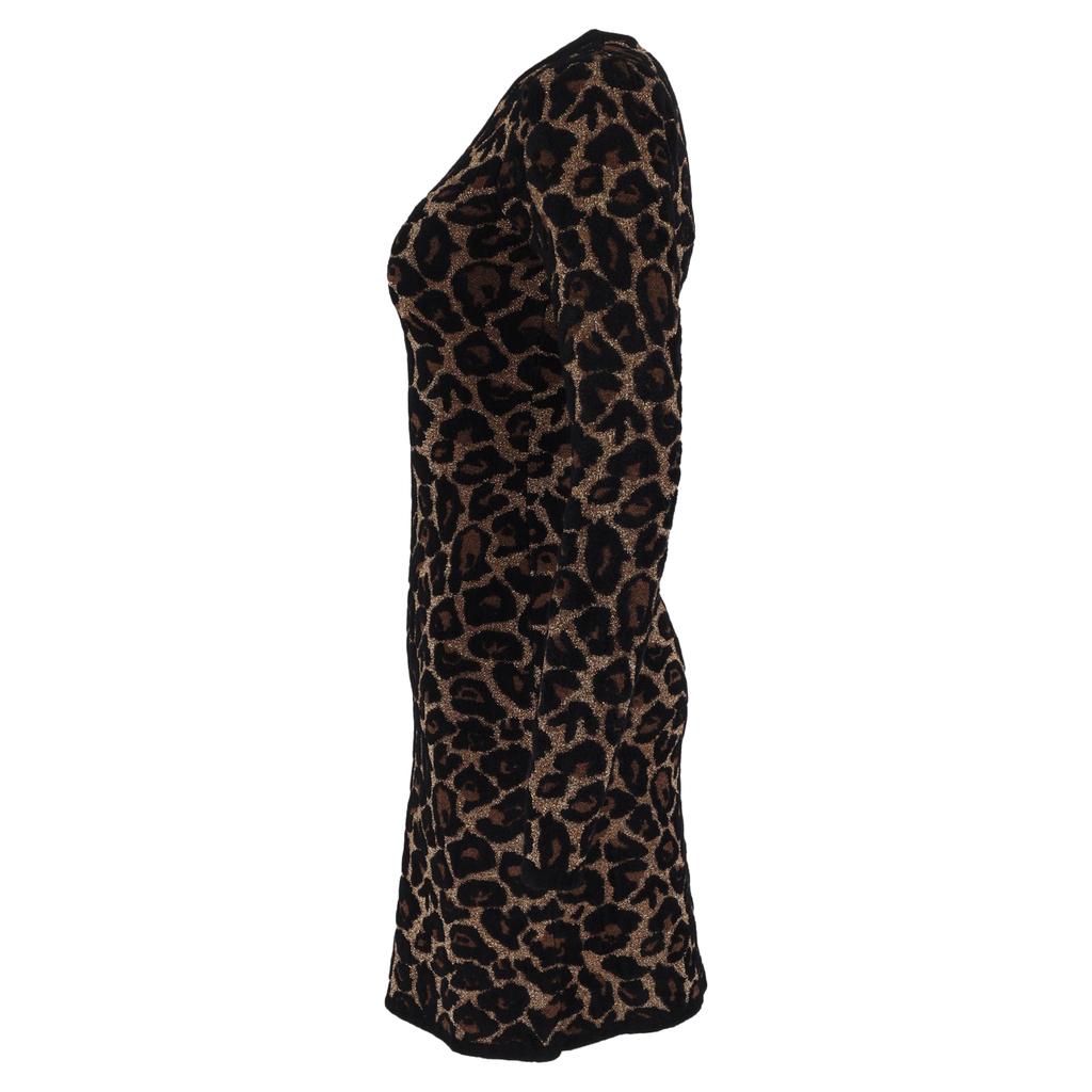 Temperley London Joanie Knit Mini Dress in Brown Leopard Print Viscose