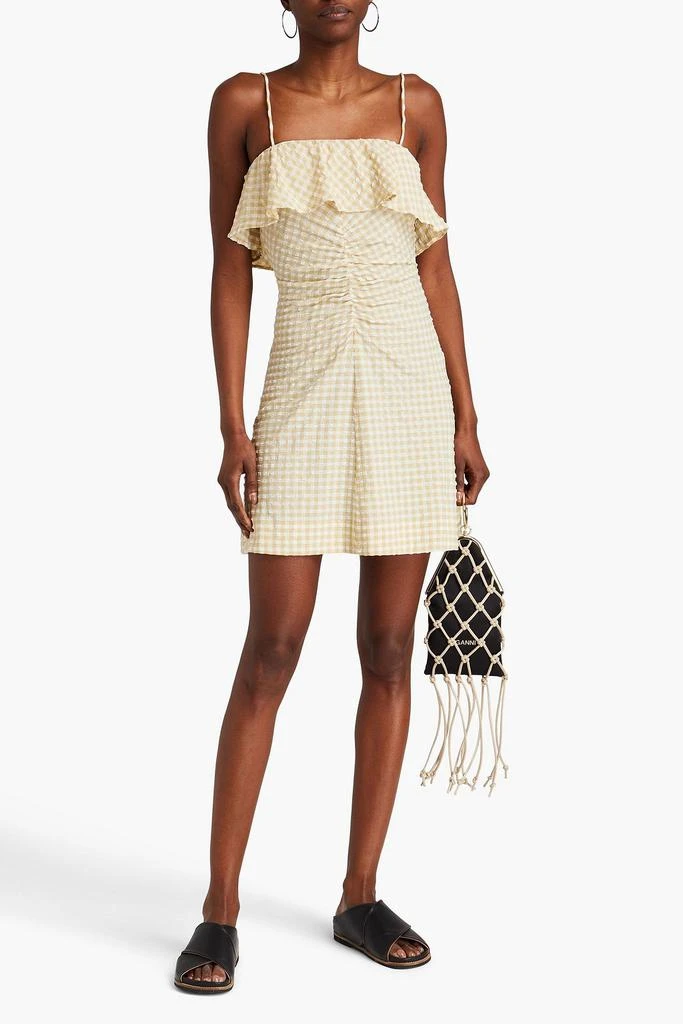 Ganni Ruched gingham seersucker mini dress 2