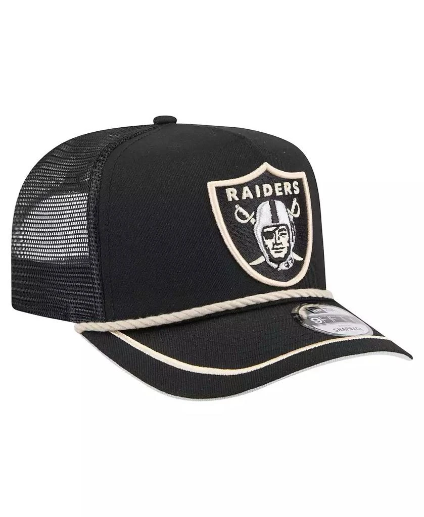 New Era Men's Black Las Vegas Raiders Vintage Team Rope A-Frame Trucker 9FIFTY Snapback Hat 4