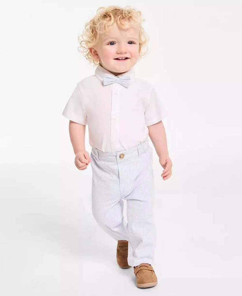First Impressions Baby Boys Button-Up Shirt, Seersucker Bowtie, and Seersucker Pants, 3 Piece Set, Exclusively at Macy's 1