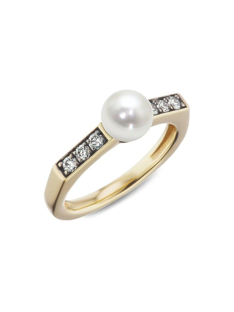 Sorellina Stx 
Stones 18K Yellow Gold, 6MM Natural Pearl 
Diamond Ring