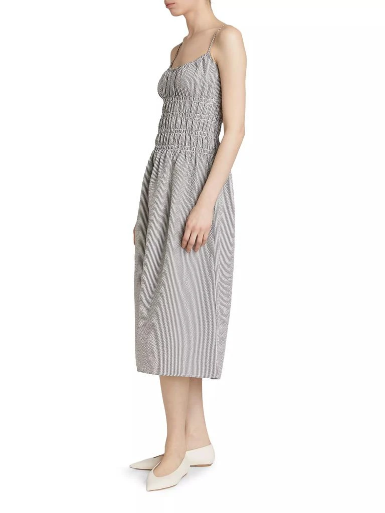 Wayf Isabelle Smocked Seersucker Midi-Dress 4