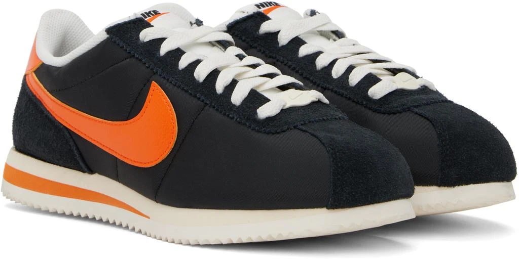 NIKE Black & Orange Cortez Textile Sneakers 4