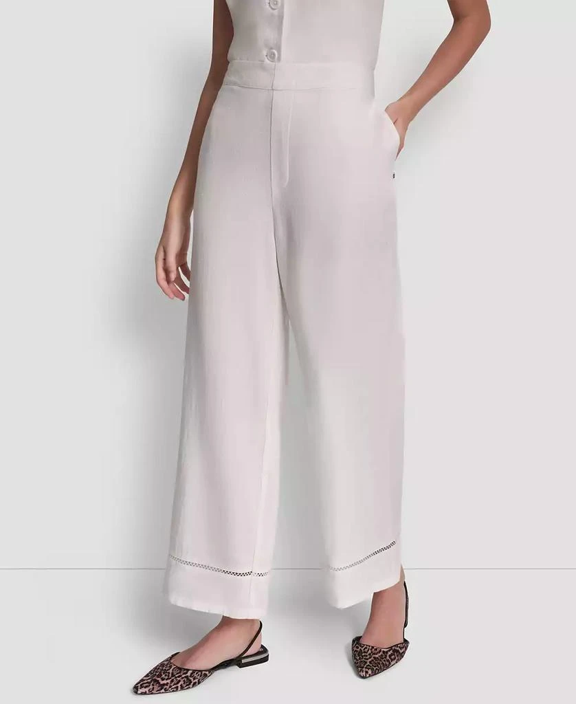 DKNY Women
s High Rise Pull-On Wide Leg Ankle Pants