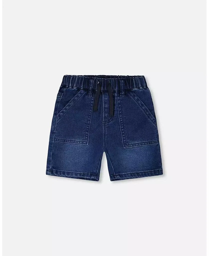 Deux par Deux Baby Boy French Terry Navy Blue Denim Shorts