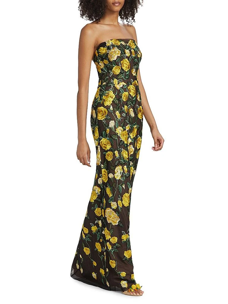 MARCHESA Floral Embroidered Strapless Gown 4