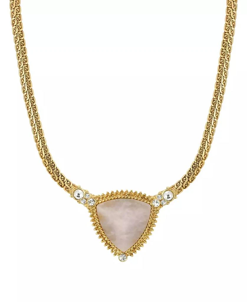 2028 Gold-Tone Peach Semi Precious Triangle Stone Necklace 1
