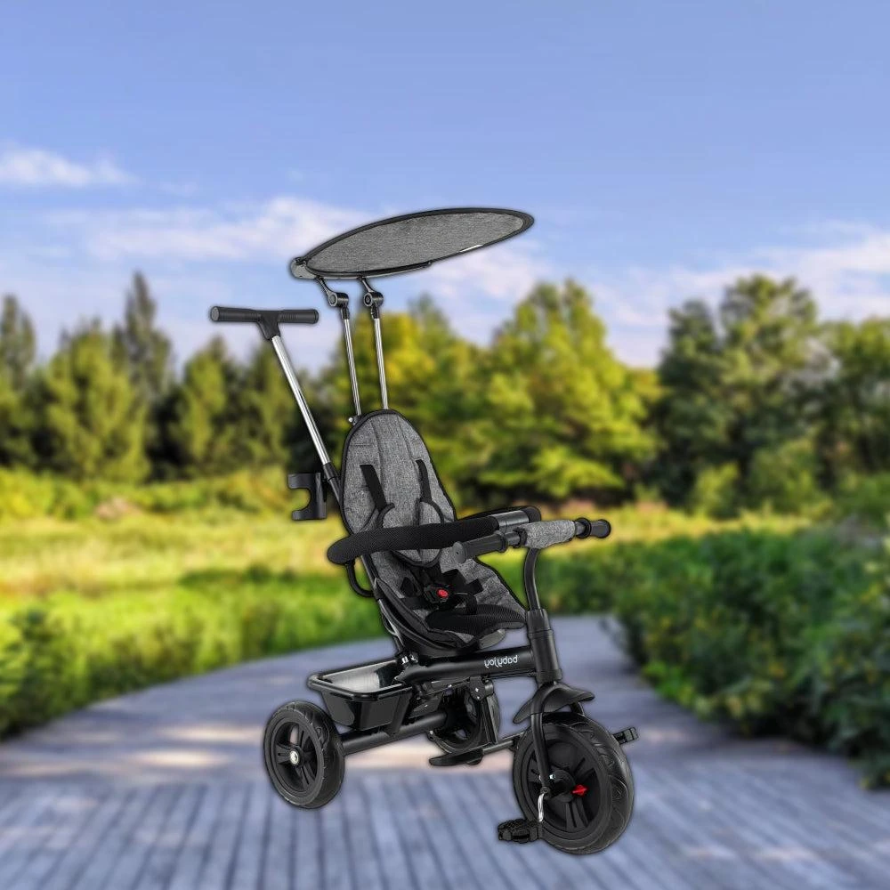 Hivvago 7-in-1 Toddler Tricycle Stroller with Sun Canopy and Folding Footrests for Kids Aged 9-60 Months