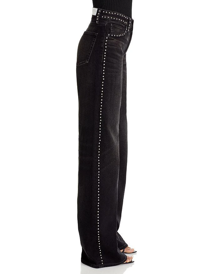 Re/Done Studded Mid Rise Wide Leg Jeans in Crafted Black 4