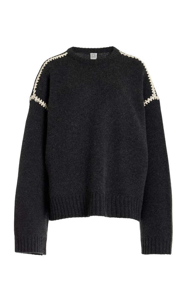Totême Toteme - Embroidered Wool-Cashmere Sweater - Grey - L - Moda Operandi 1