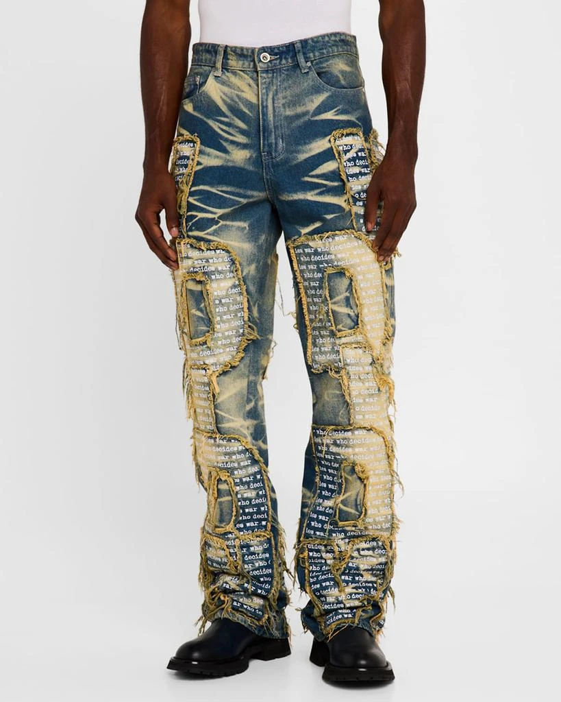WHO DECIDES WAR Men's Whiskered Overlay Jeans 4