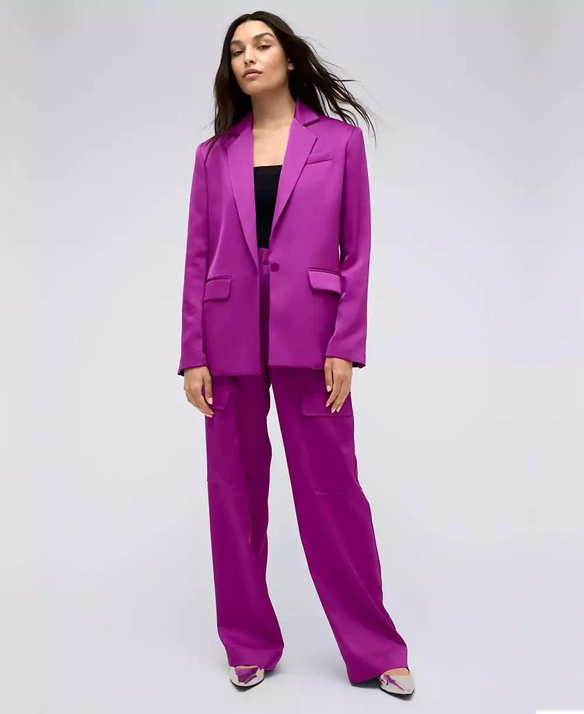 Kenneth Cole Women's One Button Notch Collar Satin Jacket 5