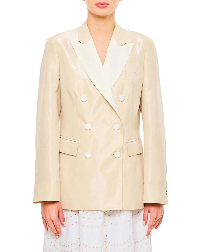 Alberto Biani Beige Double-Breasted Jacket With Flap Pockets And Shiny Finish