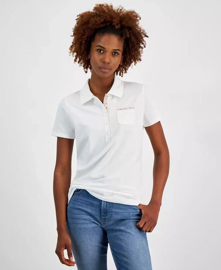 Nautica Jeans Women's Printed-Trim Pocket Polo Shirt 1