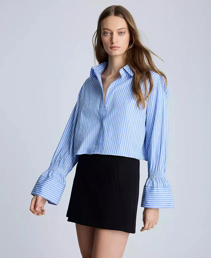 Kenneth Cole Women's Cotton Striped Cropped Shirt 1